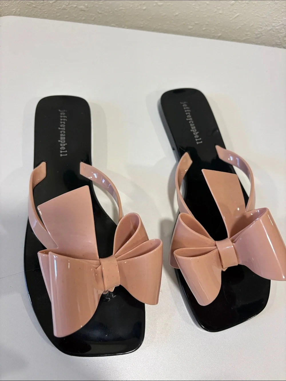 Jeffrey Campbell Nude Pink Bow Jelly Slide Sandals - Women